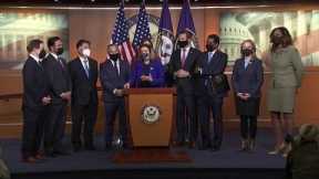 Speaker Nancy Pelosi and the House impeachment managers respond to Trump's acquittal