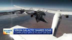 Virgin Galactic shares soar after company completed its first spaceflight