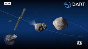 Examining asteroids surrounding Jupiter and crashing into asteroids to change orbit