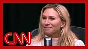 See how Marjorie Taylor Greene reacts to criticism from call-in guests during live broadcast