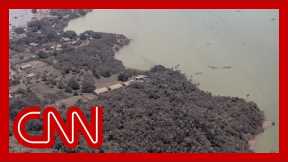 First images of volcano damage show Tonga areas covered in ash