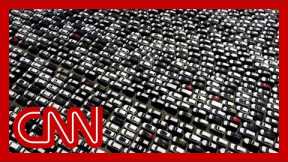 See thousands of impounded luxury cars at port parking lot