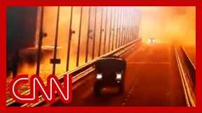 Surveillance footage captures large explosion on key bridge to Russian-annexed Crimea