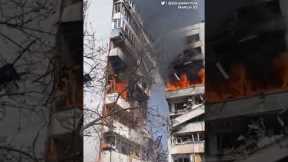 Video shows Russian missile strike on apartment building