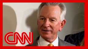 Sen. Tuberville reacts to GOP colleagues decrying his military holds on Senate floor