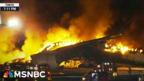 Plane engulfed in flames at Japan airport